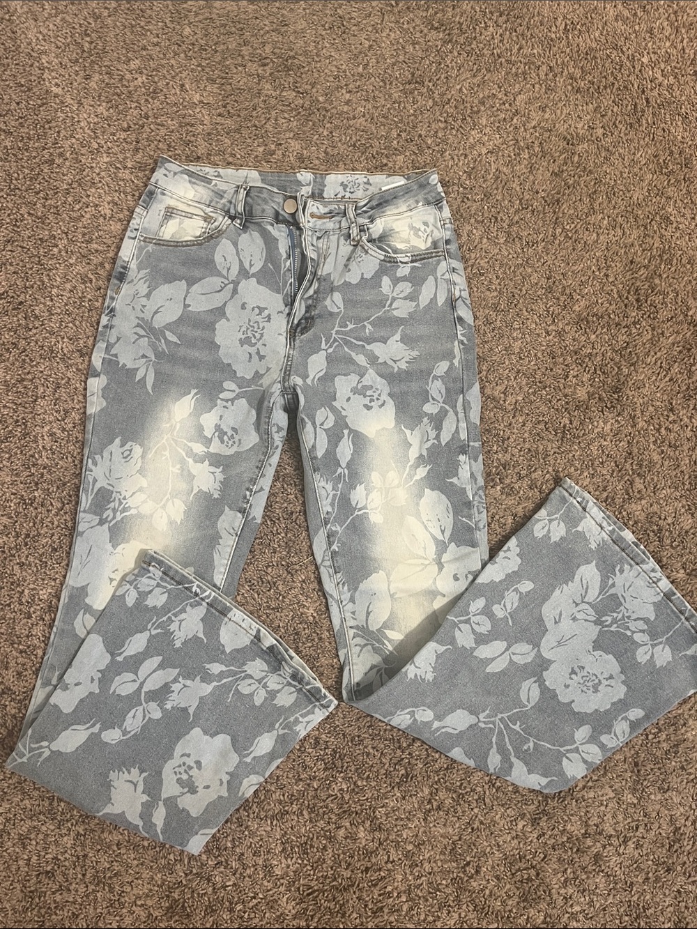 🇺🇸 Floral Print Light Blue Women’s Jeans